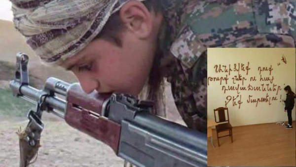 Erməni şagirdlər bu sözləri yazıb gedirlər